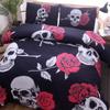 Роскошный комплект постельного белья-одеяла, подарки на Хэллоуин, комплект покрывала для кровати, 100% ткань из микрофибры, принт "роза-череп", реактивная печать, размер California King