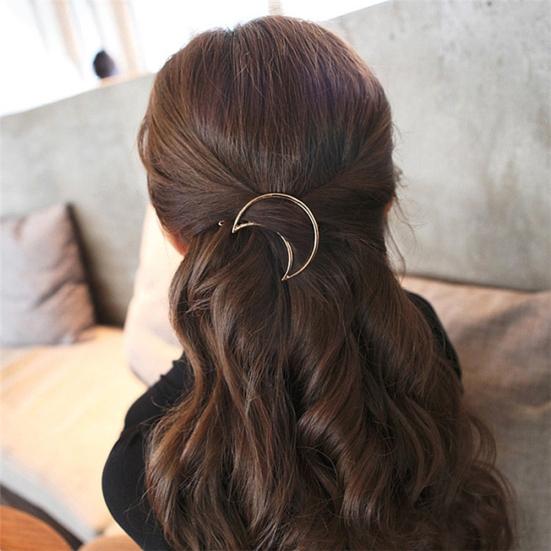 Мода Сплав Полый Полумесяц Круг Треугольник Челка Зажим для волос Женская заколка Шпилька