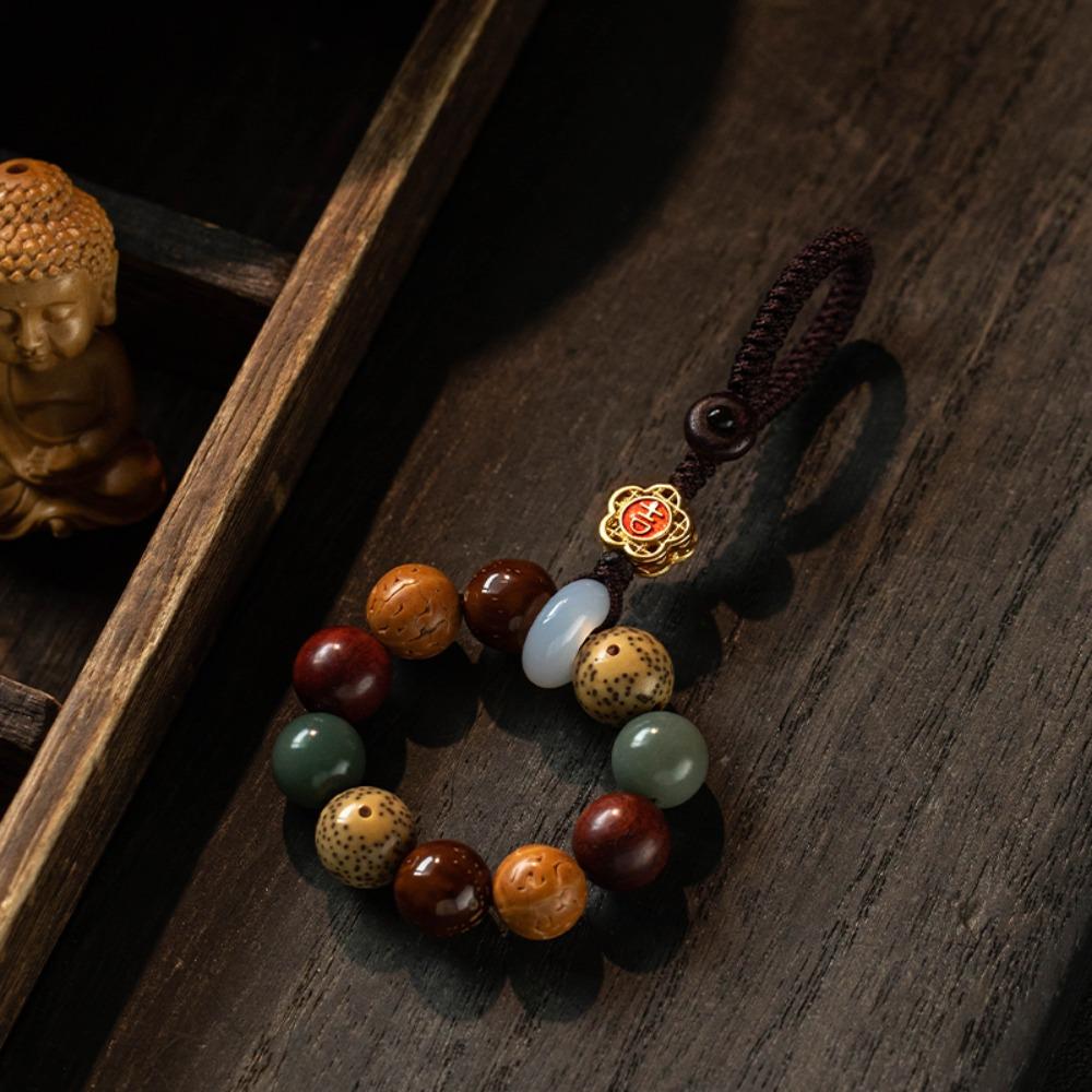 Bag Hanging Wooden Beaded Pendant Charm Beads Lanyard Creative Car Key Ring Key Decor