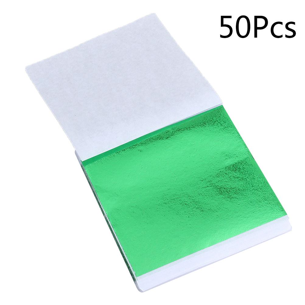 50Pcs 8x8.5cm Gold Leaf Sheets Foil Paper Imitation Shiny Craft Decoration for Art Projects Gilding Vases Ceramics Ornaments