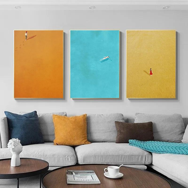 Creative Alone Girl Posters Minimalist Colorful Canvas Paintings Print Picture Interior Wall Art for Living Room Home ation