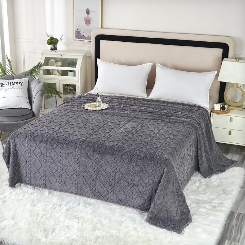 Двусторонний однотонный флисовый и тафтовый плед для дивана или сна