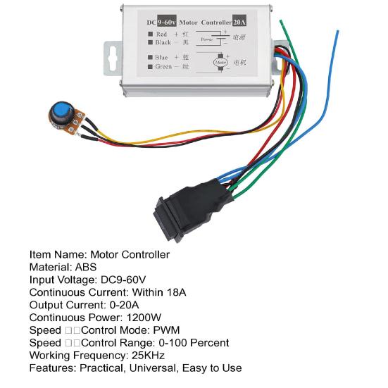 Плата управления PWM 1200 Вт Контроллер скорости двигателя Универсальный безопасный в использовании ШИМ-контроллер для электродвигателя Аксессуары