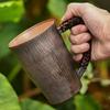 Чистая медь Moscow Mule Кофейная кружка Текстура дерева Изысканный Винтажный Утолщенный Прочный Вода 450 мл Стакан Плетеная ручка Чайная чашка