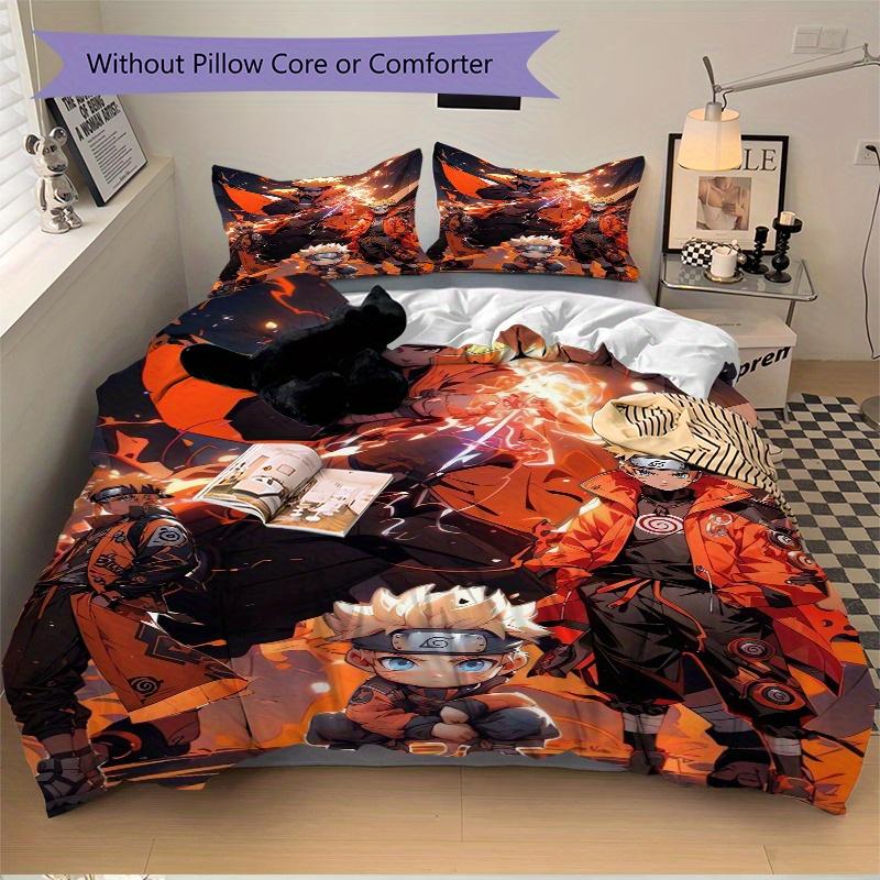 3pcs Naruto Bedding Set - Includes 1 Quilt Cover and 2 Pillowcases, Comfortable Bedding with Stylish Design for Bedroom F049