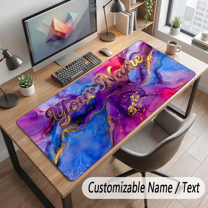 Abstract Geometric Theme Customized Mouse Pad Personalized Print Name Text Desk Mat For Home Office Table Decor