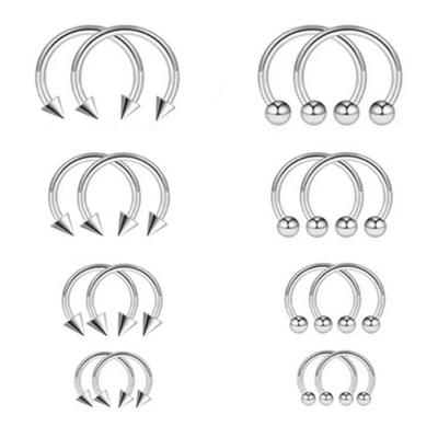 5-20 шт. 6-14 мм Хирургическая сталь Подкова Кольцо для носа Септум Штанга 3 мм Шарик Ухо Губа Штанга Серьга Пирсинг 16G