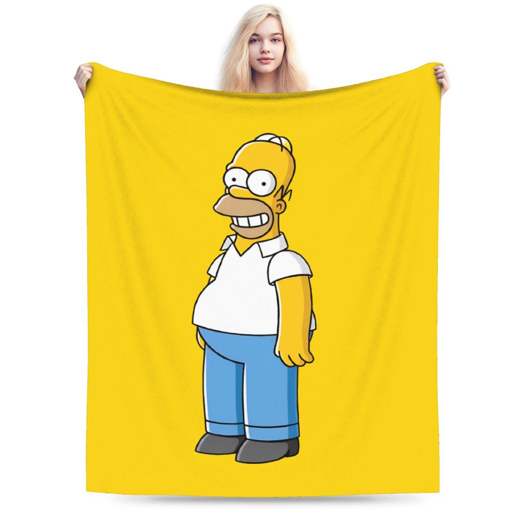S-Simpsons Family Cartoon Characters Throw Blanket Soft Graphic Blankets For Bedroom Camping Flannel Bedspread Bed Cover