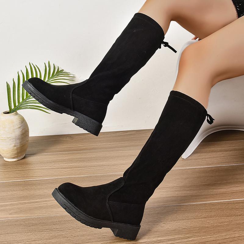 Women Flats High Boots Suede Knee High Shoes Fashion Woman 2024 Trend Chelsea Boots Walking Winter New Goth Mujer Snow Boots