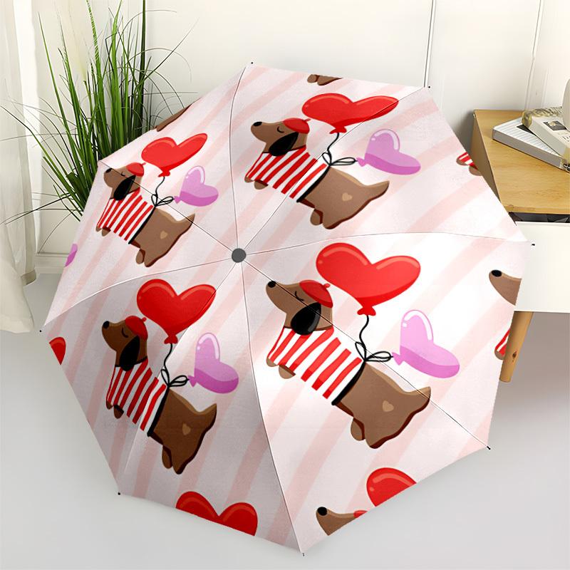 1pc Dogs Hearts Umbrella Portable Folding Umbrella Durable Iron Frame, Suitable for All Seasons Home Travel Outdoor yy260319013