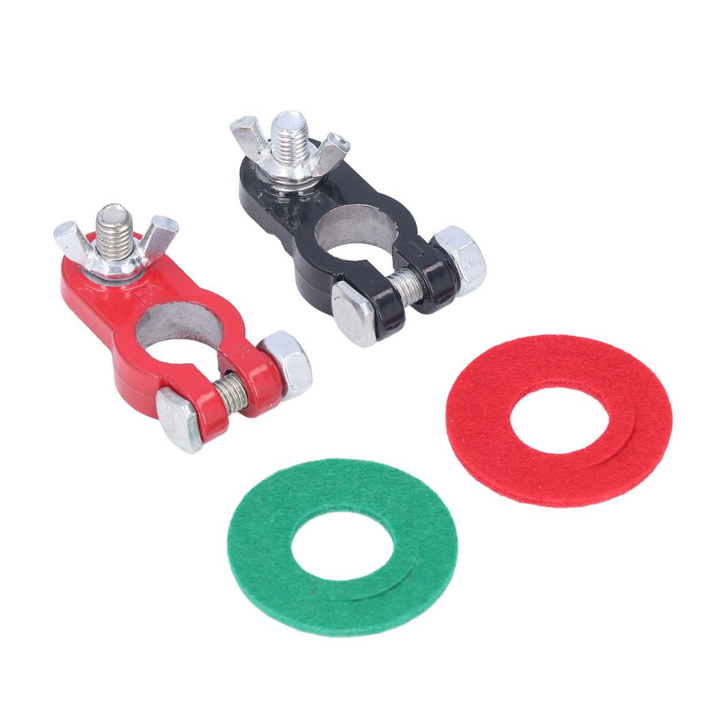 2PCS Battery Terminal Clamps Quick Release Connectors Black Red Universal for Cars Trucks Boats