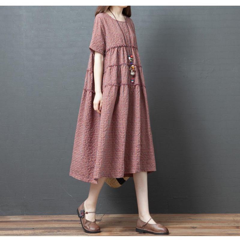 Loose Plus Size Women's Fashion Style Casual Medium Long Short Sleeve Dress