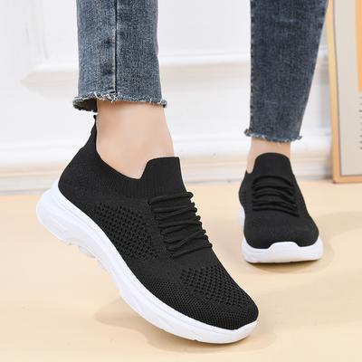 Модная обувь Женские кроссовки Дышащие вязаные Платформа Легкие Повседневные Беговые кроссовки Удобная Мягкая подошва Слипоны Спортивная обувь