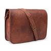 Men Real Goat Leather Vintage Brown Messenger Bag Shoulder Laptop Bag Briefcase