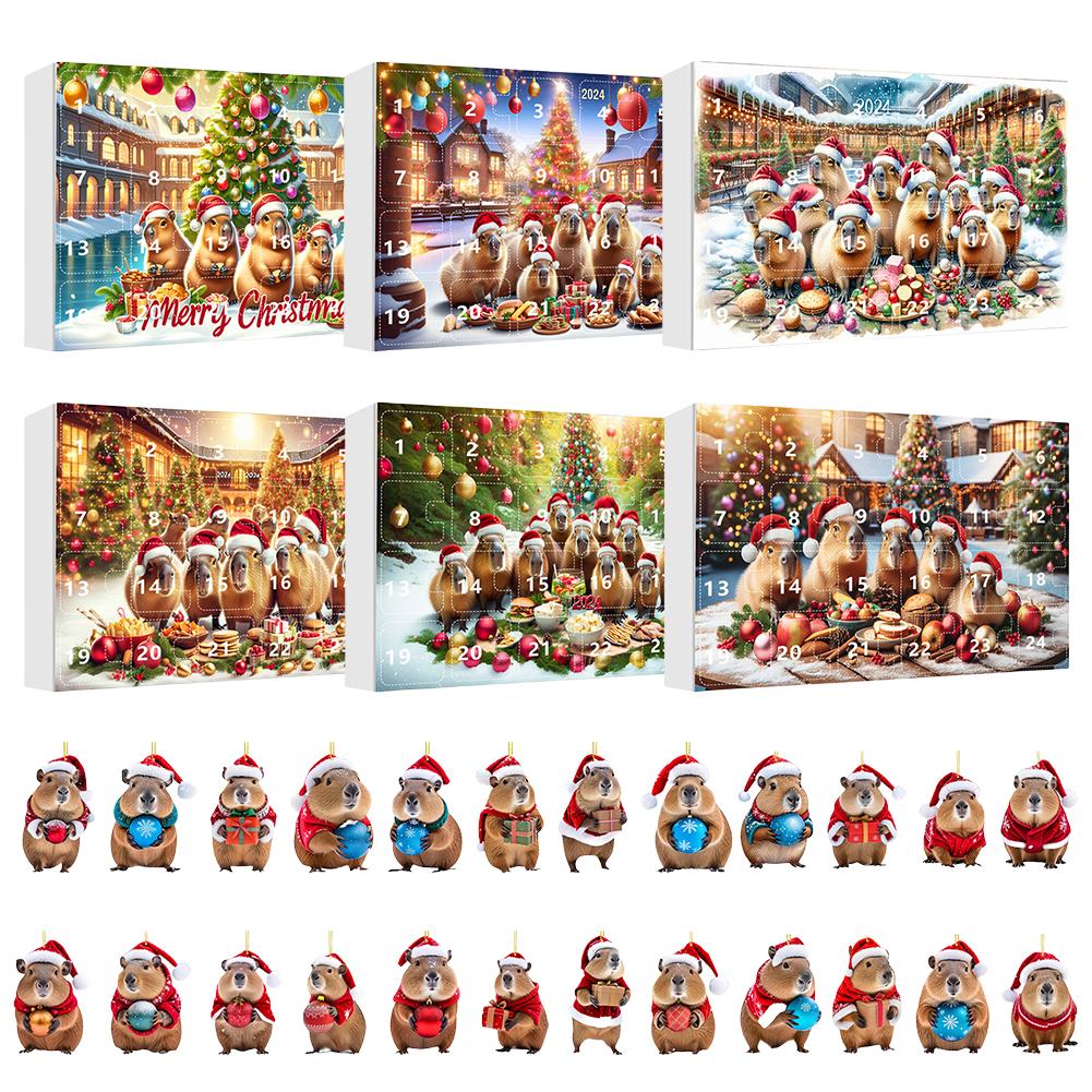 Капибара Адвент Календарь 2024 24 дня Рождественский календарь обратного отсчета Подвески на елку Рождественский адвент календарь Рождественские подарки