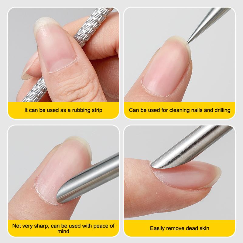 Двусторонний пушер для кутикулы из нержавеющей стали, инструмент для удаления геля-лака для ногтей, маникюрные палочки, инструмент для нейл-арта, инструменты для маникюра