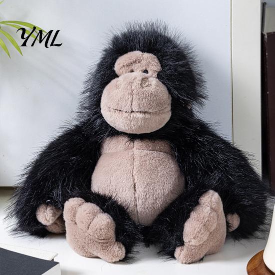 Stable Sitting Orangutan Plush Gorilla Doll, Realistic Stuffed Animal Toy for Kids, Soft Fluffy Adorable Plushie with Thick Long Fur, Home Decor