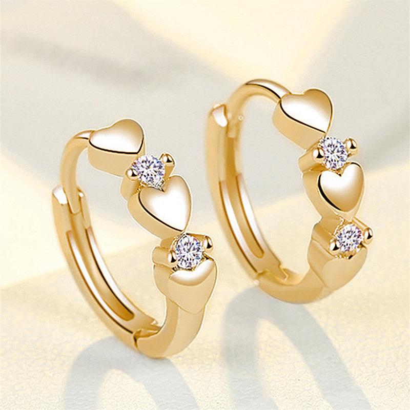 Xiaoqing Fresh Wind Simple Ear Buckle, Fashionable Love Peach Heart Shape Glossy Earrings Ear Jewelry