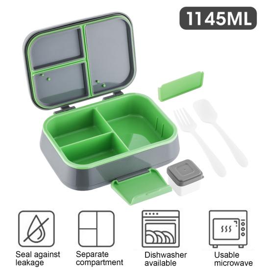 Ланч-бокс Bento с чашкой для соуса, вилкой, ложкой, контейнером для ланча с 3 отделениями, контейнерами для закусок без содержания бисфенола А, подходящими для детей, для девочек и мальчиков