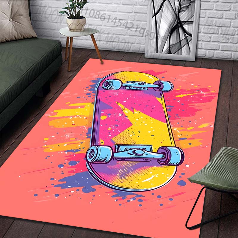 Creative Colorful Skateboard Print Rug Carpets for Bedroom Living Room Sofa Mat Door Mat Dressing Room Rugs Large Size