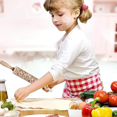 Тисненная скалка, Деревянная скалка с цветочным узором, выгравированная лазером, с тисненым принтом, Инструмент для DIY для домашнего или рождественского печенья