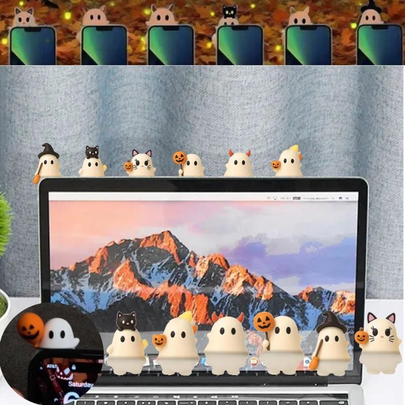 Ghostees Mystery Phone Buddy Halloween Ghost Phone Accessories Stick-on Cute Car Decor Rearview Mirror Dashboard Decorations