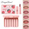 Cute Little Strawberry 6 Matte Nude Pink Lipstick Red Mini Long -lasting Fog Lipstick