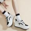 Толстая подошва Белые женские спортивные туфли 2024 Осень Новые модные однотонные кроссовки с круглым носком Женская спортивная повседневная обувь