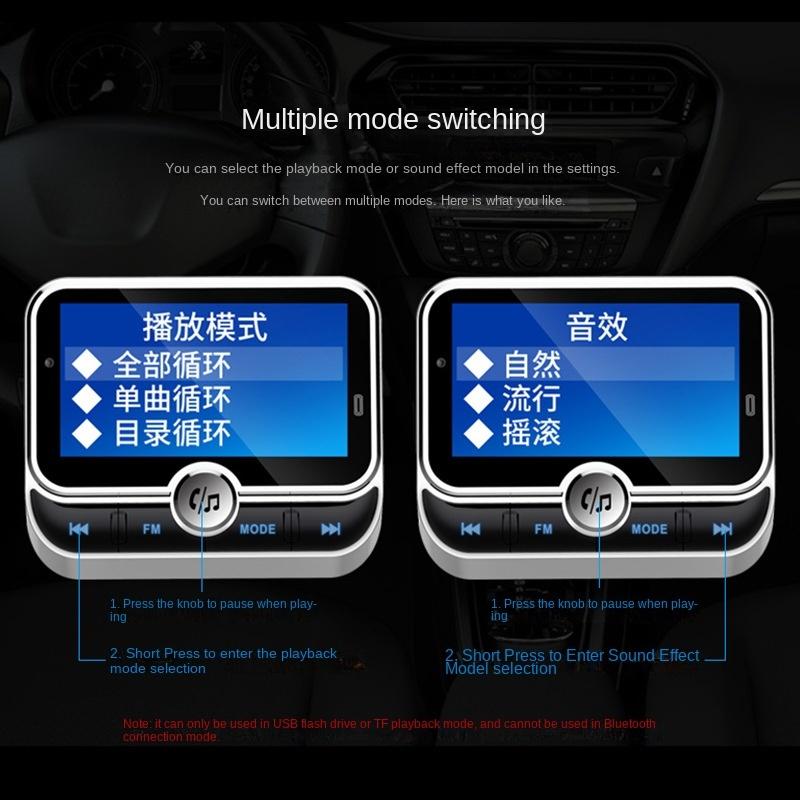 FM-передатчик Bluetooth Автомобильный MP3-плеер Музыкальный EQ Поддержка воспроизведения по папкам Беспроводной Handsfree-комплект с 1,8-дюймовым ЖК-экраном