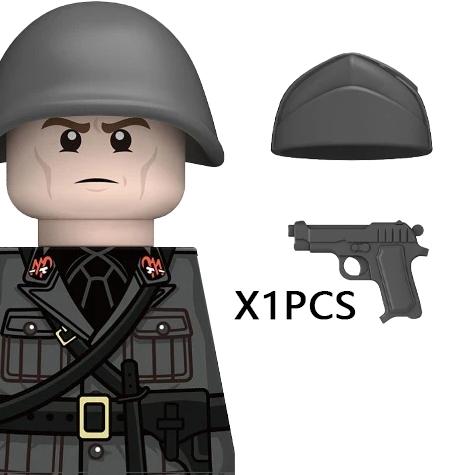 MOC Вторая мировая война Итальянские Солдаты Фигурки Строительные Блоки Армия Италии Офицер Пехоты Оружие Пистолет Плащ Шлемы Танковая Пушка Кирпичики Игрушки