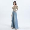 Wide Leg High Waist Jeans For Women With Retro Style And Cotton Denim Fabric