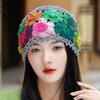 Cotton Crochet Beanie Hat With HollowOut Flower Design Summer Vacation Casual Skull Cap For Women Everyday Wear