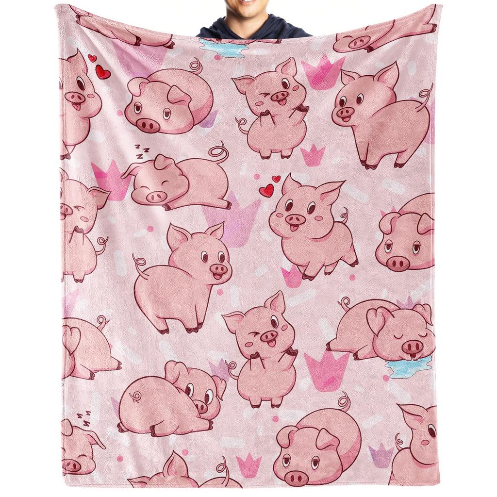 Pink cartoon pig blanket pet piggy flannel blanket home sofa travel blanket
