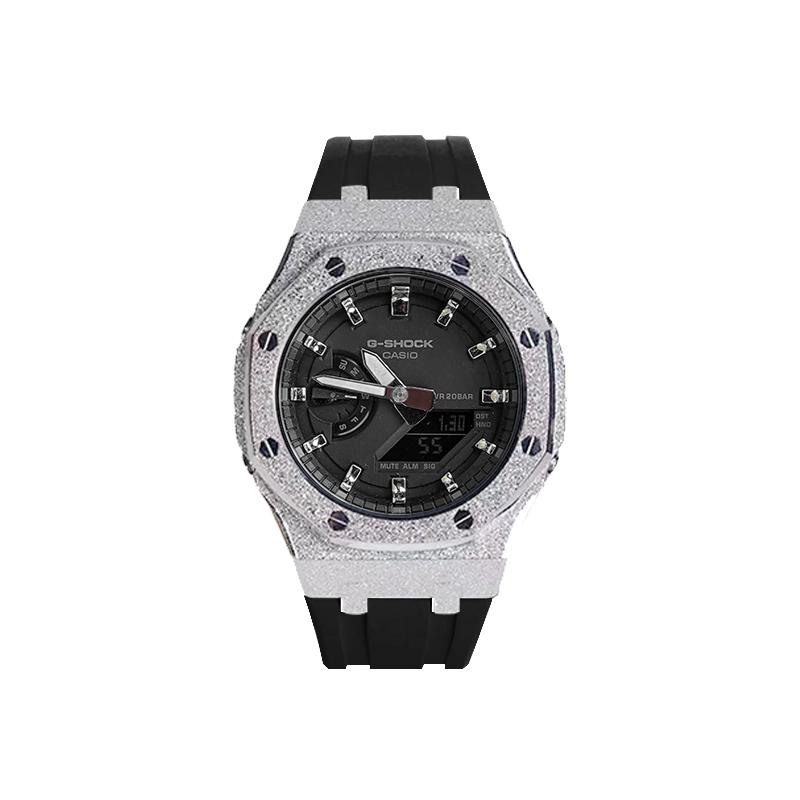 Casio Унисекс Жидкокристаллический, Аналогово-цифровой Двойной дисплей Серия Черные часы GA-2100-1A1(Watch8--)