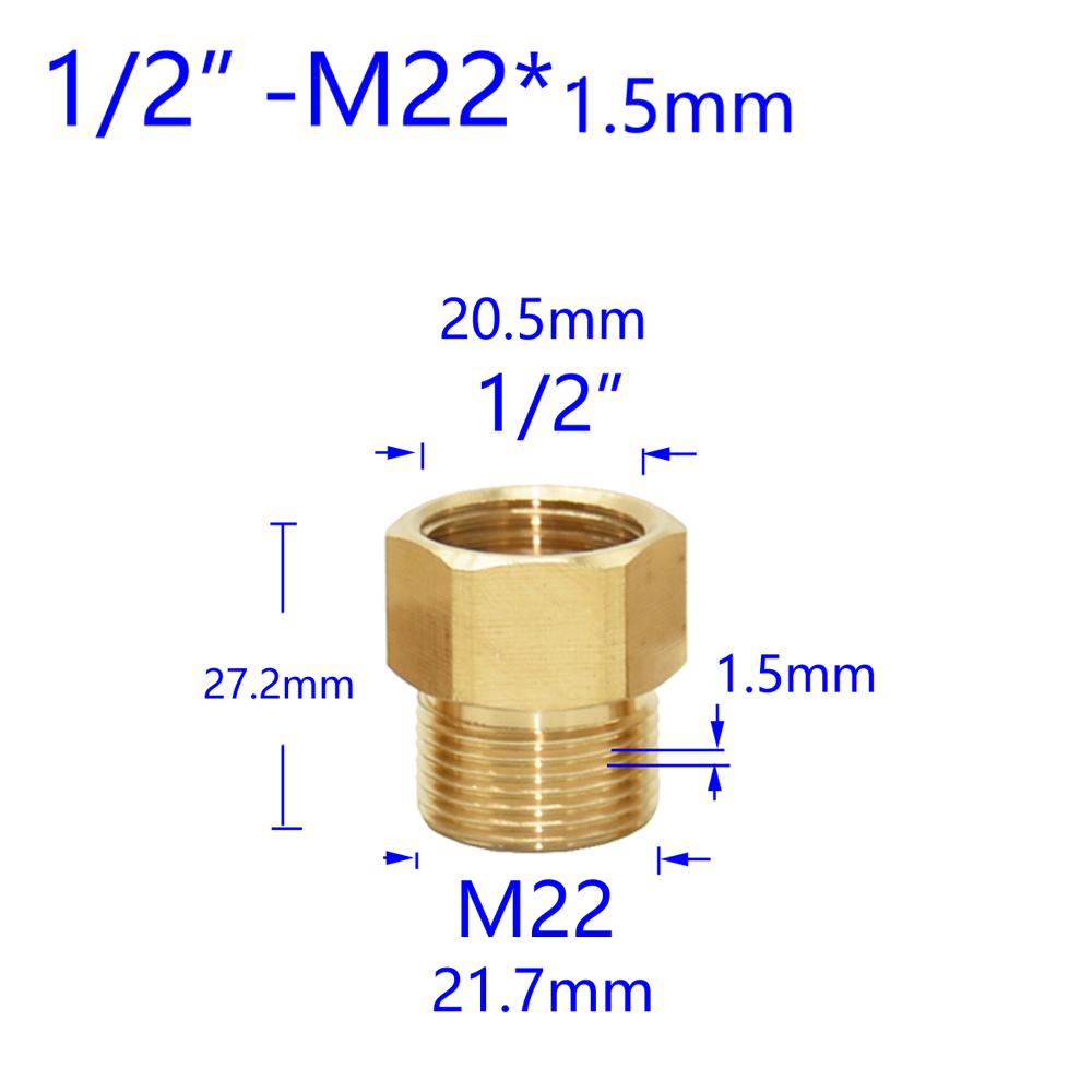 Латунный 3/8" 1/2" M14 M18 M22 Резьбовой Соединитель Наружная Внутренняя Для Аэратора Фильтра Воды Смесителя Медные Фитинги Шаг Резьбы 1,5 мм