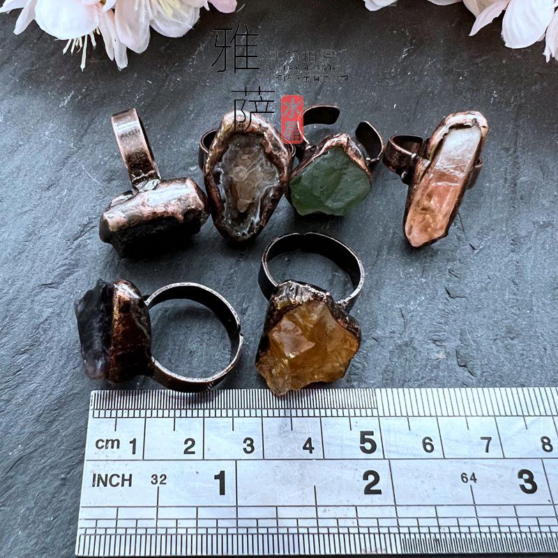 Винтажное европейское и американское кольцо-заявление: Белый Кристалл и Аметист Открытый Дизайн