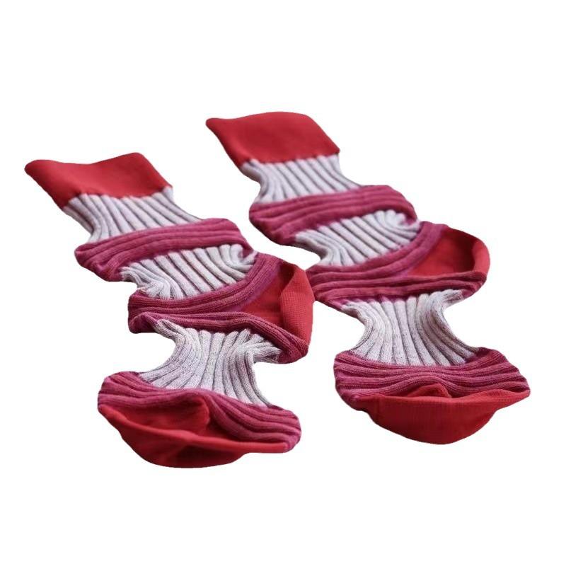 Japanese Niche Tide Brand Designer Striped Lantern Pig Large Intestine Socks Internet Celebrity Xiaohongshu Medium Tube Pure Cotton Socks