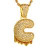 Fashion Women Zircon Bubble Letter Custom Name Necklace Brass Jewelry 14k Gold Plated Bubble Letter Pendent Charms