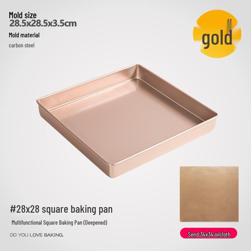 Non-Stick 28×28 Square Baking Tray for Cakes, Biscuits, Nougat, Snowflake Crisp, and BBQ.
