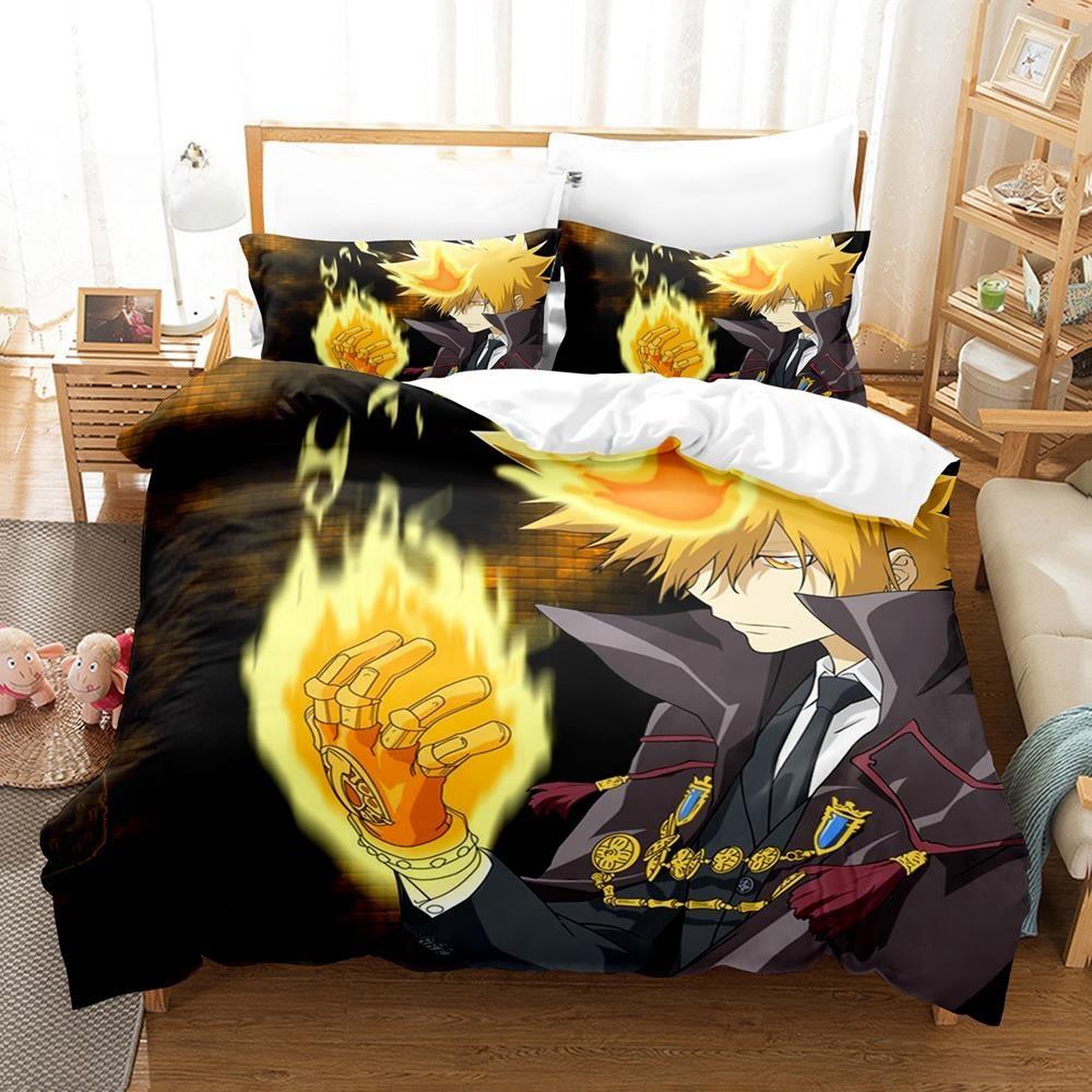 Новый 3D Аниме Hitman Reborn Комплект постельного белья Односпальный Полуторный Двуспальный Queen King Размер Комплект для кровати Взрослый Детская спальня Комплекты с пододеяльником Домашний текстиль
