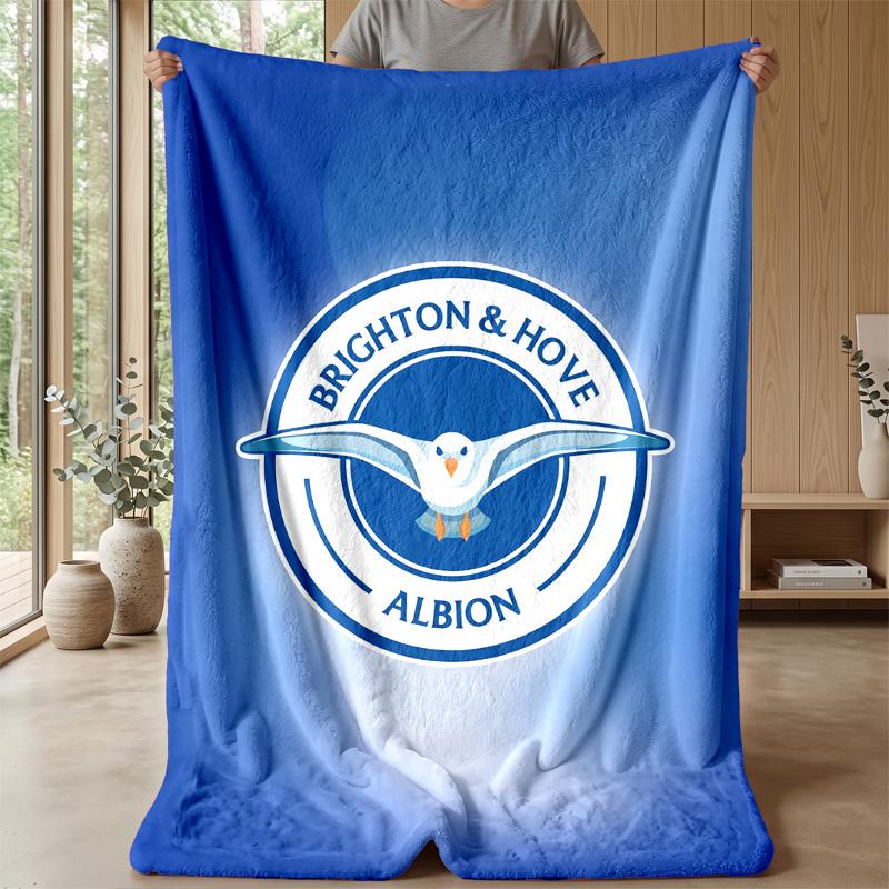 Brighton & Hove Albion Football Print Flannel Blanket, Soft Warm Lightweight Throw Blanket for Sofa Bed Camping