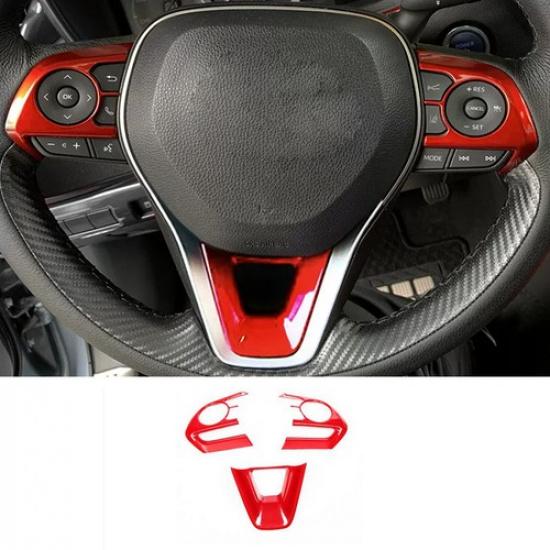 Red ABS Steering Wheel Decor Frame Trim For Toyota Corolla Cross -2025