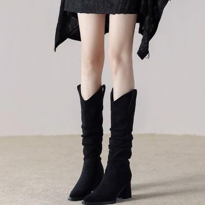 Модные высокие каблуки Женские Осень Зима 2025 Новые ботфорты Большие размеры Высокие сапоги