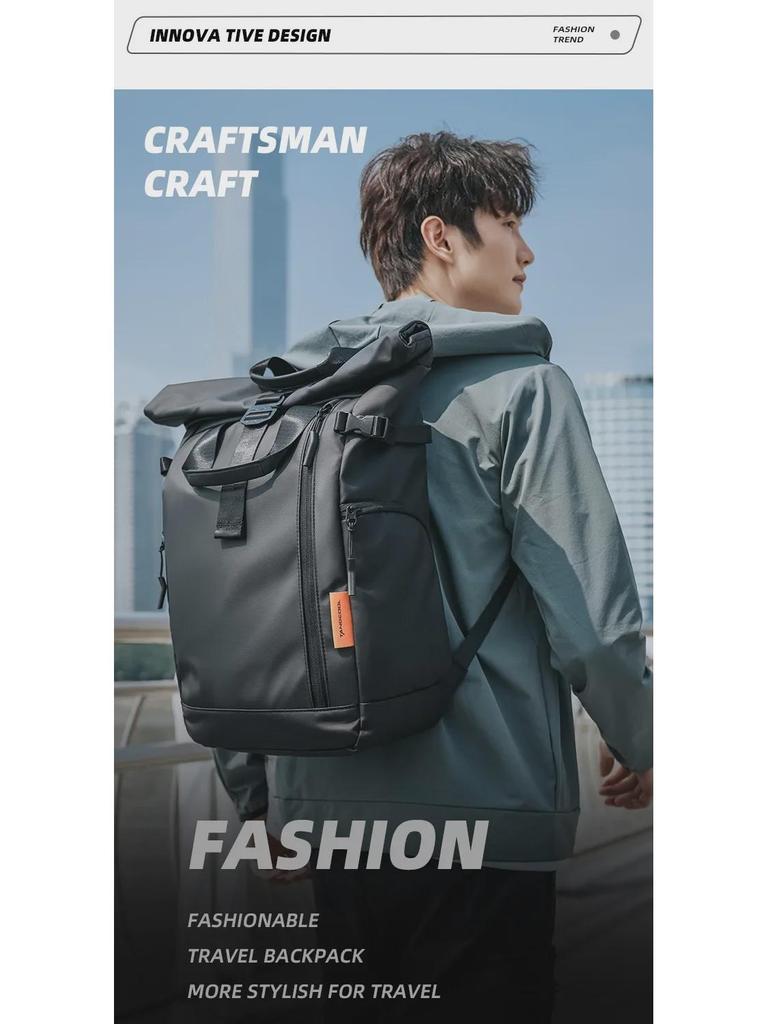 Men's High-End Fashion Laptop Backpack - Large Capacity, Waterproof Oxford Cloth, Stylish Schoolbag
