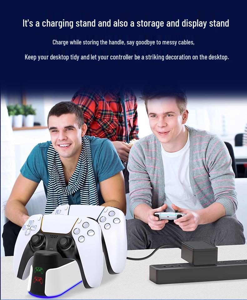 Док-станция для быстрой зарядки двух контроллеров PS5 с RGB-подсветкой
