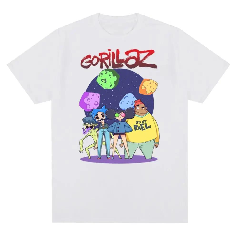 Футболка с принтом панк-рока музыкальной группы Gorillazs, повседневная мода 90-х с коротким рукавом, футболка большого размера унисекс