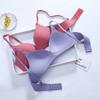 Popular French simple British ice silk bra one-piece thick cup girl gathering steel rimless underwear