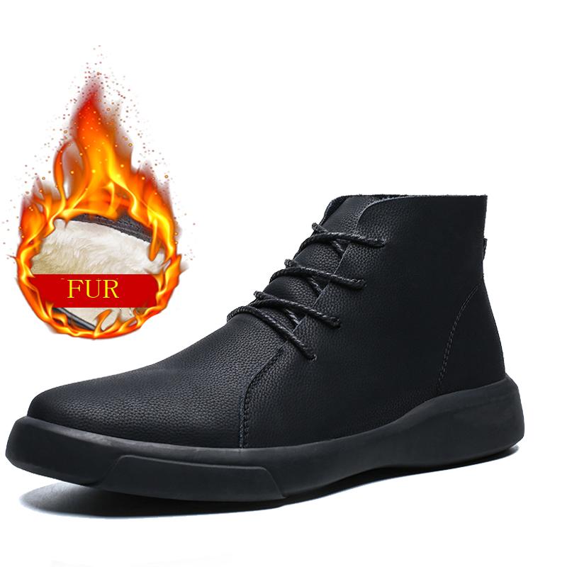 Fashion Winter Fur Warm Chelsea Men's Boots Fashion Brand Suede Vintage Ankle Boots Tendon Sole Wear Work Boots Outdoor Soft Sole Boots