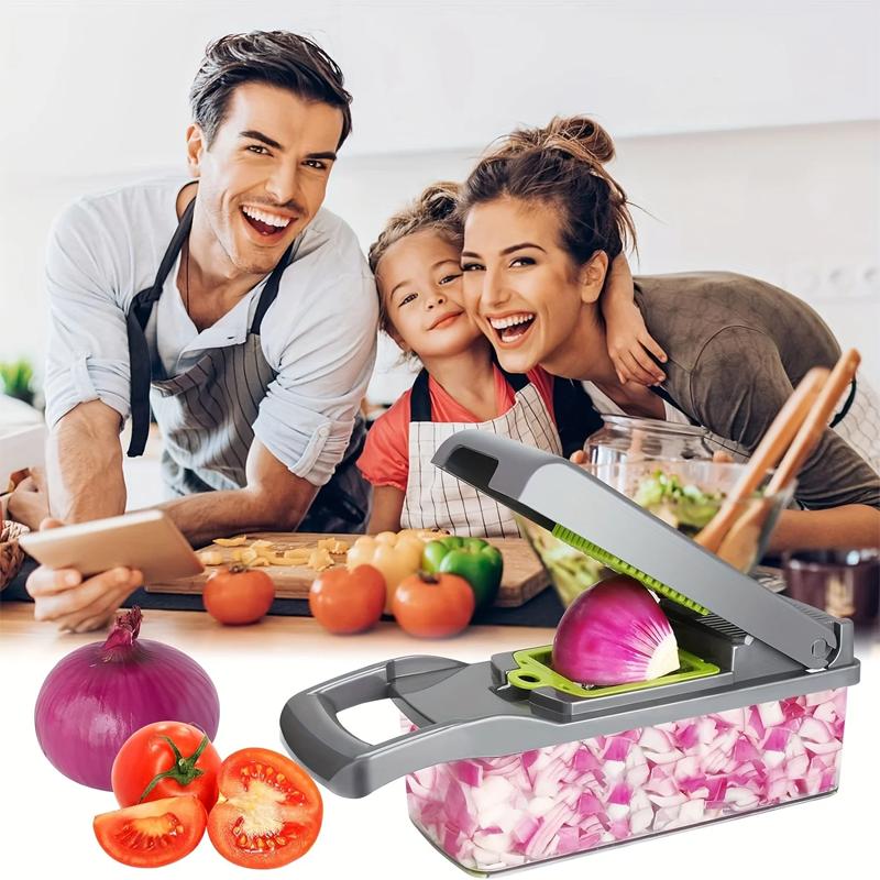 Hot 16Pcs Set Vegetable Chopper Onion Chopper Handle Food Grate Food Chopper Kitchen Vegetable Slicer Dicer Cut Potato Shredder