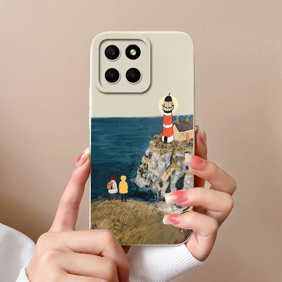 For Huawei Honor X6 X6S X6A Case Cartoon Liquid Silicone Full Coverage Anti Drop Phone Shell For HonorX6 X 6 X6 S A Bumper Funda